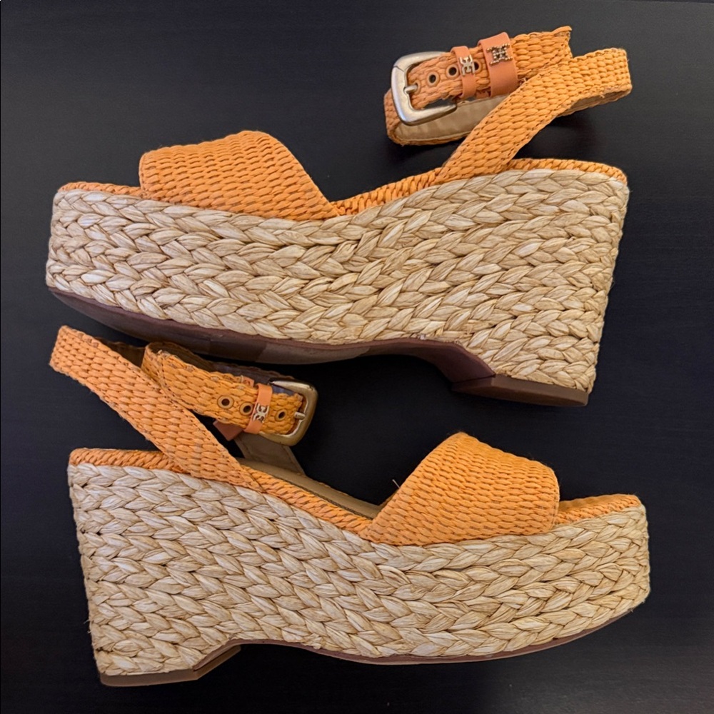 Sam Edelman Vibrant Orange Espadrille Sandals Size 10